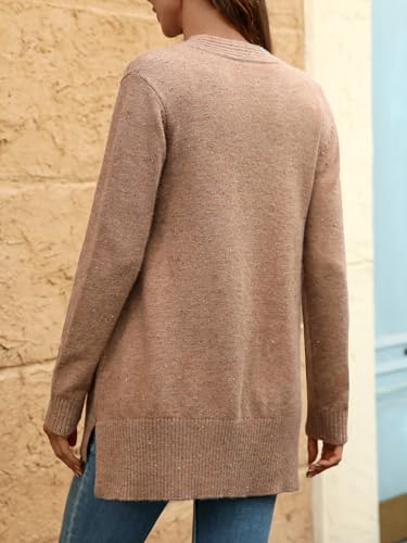 Women's Open Front Knit Cardigan Long Sleeve Soft Lightweight Sweater with Ribbed Hem Casual Fall Winter Coat Jacket2