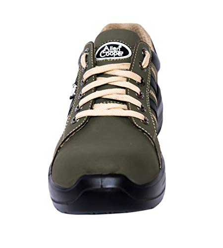 Allen Cooper AC 1633 Men's Safety Sneakers, 200J Fiber Toe Cap, Heat, Oil, Water & Mild-Acid Resistant, Dual Density Shock Absorbing PU Sole, Size 08 INDIA, olive green