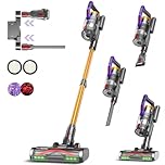 KIPMAX Akku Staubsauger 50000Pa/550W/70Min,1.5L Staubsauger Kabellos mit Display,Anti-Tangle-Bürste,7-Schicht-Filtra & 2 Duftplatten,Selbststehend Akkustaubsauger für Teppiche/Tierhaar/Hartböden