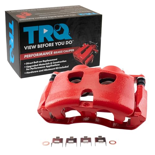 Image of TRQ Front Right Brake Caliper w /Bracket Performance Red Passenger Side