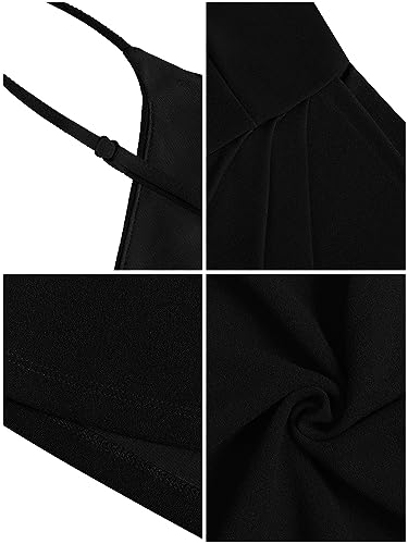 Image of Missufe Women's Sleeveless Spaghetti Strap V Neck Tulip Hem Ruched Party Cocktail Bodycon Short Dress