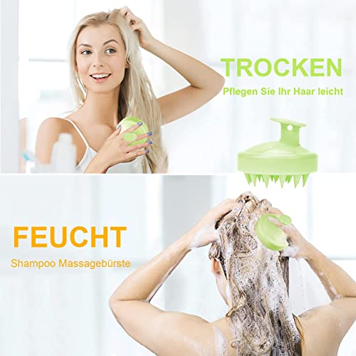 Phantasy® Kopfhaut Massagebürste, Shampoo Silikon Haarbürste für Peeling und Kopfmassage verwendet werden, um die Durchblutung der Kopfhaut zu verbessern, Avocado Grün