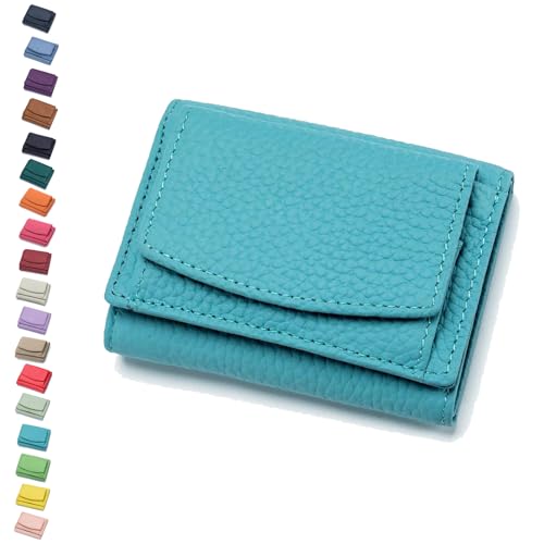 Stuffdatas Wallet, Stuffdatas Purse Organizers, Houtangduty Mini Wallet for Woman, 2025 New Genuine Leather RFID Blocking Card Holder Organizer Pocket Mini Wallet (Sky Blue)