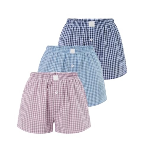 Image of Womens Y2k Plaid Shorts Women Cute Lounge Pajama Sleep Comfy & Casual Gingham PJ Boxer Shorts