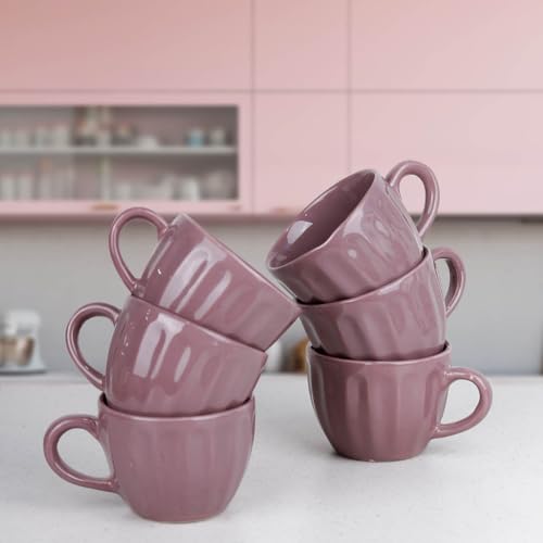 Image of The Earth Store Magenta Frosted Cup Set of 6 for Tea, 150ML Each Microwave and Dishwasher Safe Coffee Cup Ideal for Daily Use & Gifting