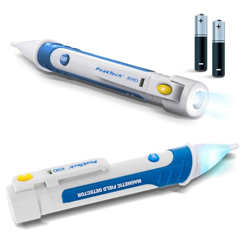PeakTech P1010 – Magnetfeldprüfer mit LED-Taschenlampe – Zum Prüfen von Relais, Magnetspulen, Einspritzdüsen, Magnetventilen und mehr – Inklusive Testmagneten und Batterien
