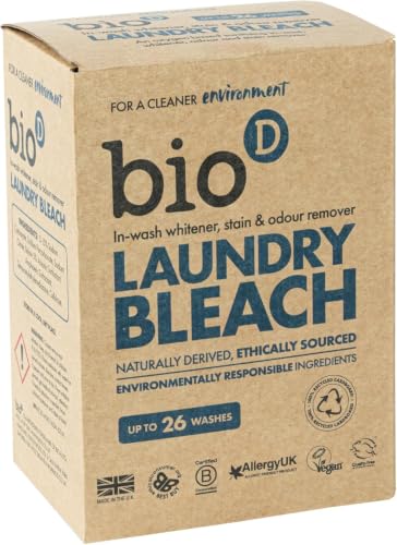 Bio-D Laundry Bleach | 400g | Up to 26 Washes | Antibacterial Stain & Odour Remover | Allergy UK Accredited | Chlorine Free | 100% Naturally Derived | Vegan & Cruelty Free | Made in the UK