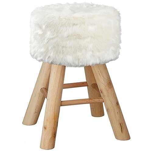 Cepewa Fellhocker weiß rund | 28x40cm Kiefer Polyester...