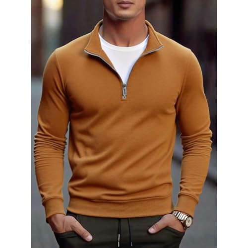Men's Quarter Zip Knit Sweater Winter Casual Long Sleeve Soft Pullover Stand Collar Warm Jumper Top4