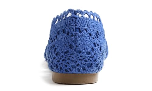 Image of FEVERSOLE Women's Comfort Breathable Knit Crochet Shoes Lace Ballet Flats