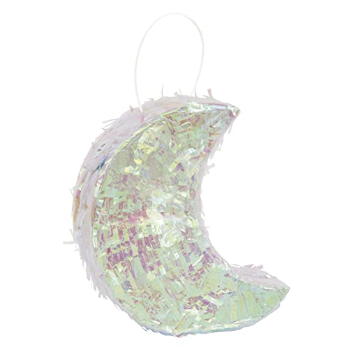 Unique- Décoration Mini Lune Irisée Pinata Faveur – Fête Galaxie Violette – 1 Pièce (Lot de 1), 26363, Iridescent