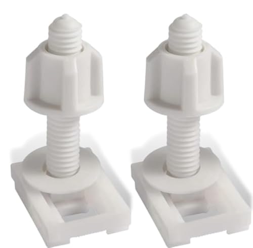 ホワイトユニバーサルプラスチック便座ネジとナット2個 ゴムワッシャー、ヒンジボルトネジヒンジ交換部品バスルーム備品