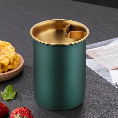 Image of Car Ashtray with Lid, Portable Smell Proof Self-Extinguishing Auto Ashtray, Detachable Smokeless for Car Cup Holder, Stainless Steel Windproof Butt Bucket Ash Tray for Outdoor Travel Home Office