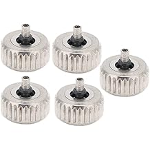 5 Pcs Watch Crown Set, Watchmaker Repairing Tool Kit with 3 Sizes Steel Crowns, Durable Lightweight Replacement Parts for Wristwatch Repair Professionals and Hobbyists
