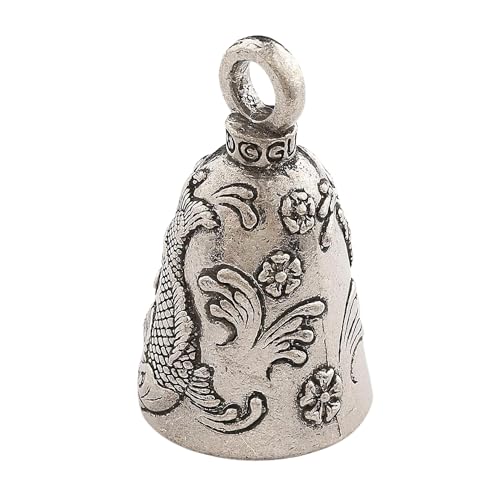 Image of Guardian Bell Japanese Koi Good Luck Bell w /Keyring & Black Velvet Gift Bag | Motorcycle Bell | Lead-Free Pewter | Made in USA