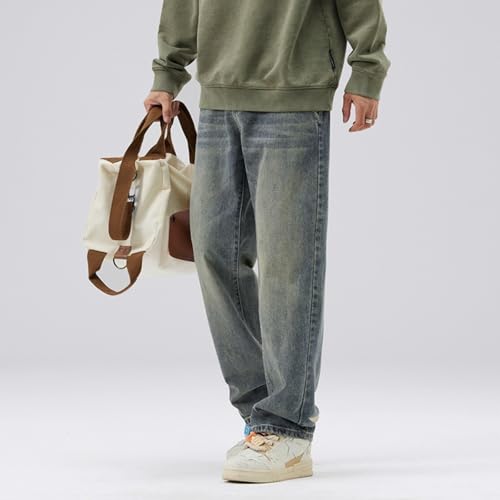 Jeans Pants Trousers Denim Street Washed Retro Men's Loose Classic Trendy Nostalgia Floor Wide Leg3