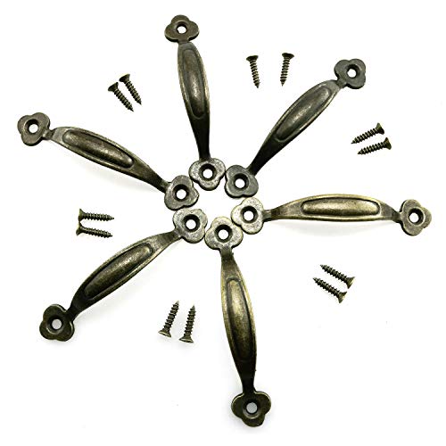 SQXBK Türgriffe, 6 Stück, 7,6 cm, Hardware-Ziehgriff für Küchenschrank, Tor, Schublade, Tür, Zinklegierung, Bronze Cover