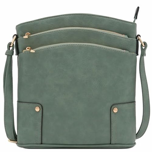 Image of ALYSSA Triple Zip Pocket Large Crossbody Bag