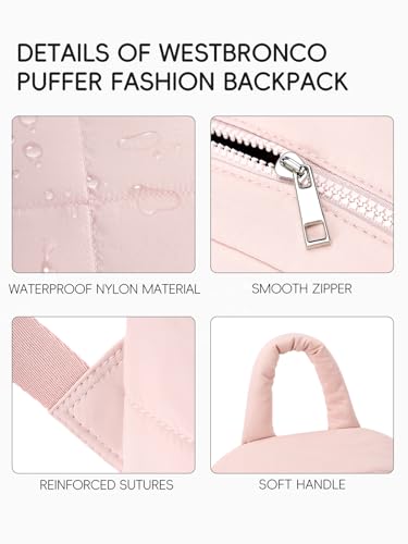 Image of WESTBRONCO Mini Backpack for Women Nylon Small Fashion Backpacks Purse Puffer Lightweight Backpacks for Travel, Shopping, Daily