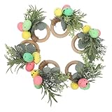 Housoutil 6 Stück Serviettenringe mit Grünen Blättern Dekorative Ei-Form Wiederverwendbar Stabile Napkin Holder für Hotel Restaurant Hochzeit Frühlings Sommerfeiern
