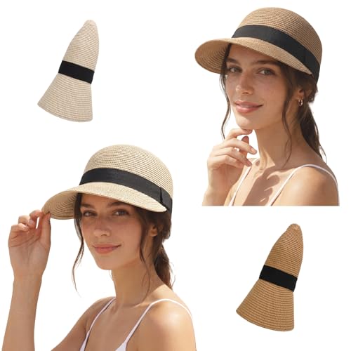 2 Pack Sombreros Visera de Verano para Mujer miniatura 1