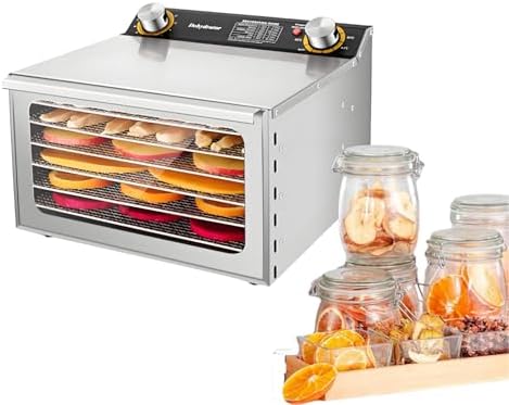 Stainless Steel Electric Food Dehydrator - 12-Layer Fruit & Meat Dryer with Timer (0-12h), Transparent Tempered Glass Door, Ideal for Vegetables & Jerky Making