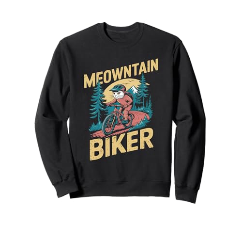 Mountain Bike Pun Divertente MTB Downhill Bike Cat Felpa