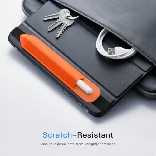 Image of MoKo Pencil Case Holder Fit The Apple Pencil (Pro and USB-C and 1st and 2nd Gen), Detachable Elastic Pocket for Stylus Pen with Elastic Band Attached to iPad Case, Orange