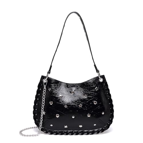 Studded Leather Shoulder Purse Womens Stars and Dots Punk Y2k Crossbody Bag 2000s Hajaruku Trendy Handbag