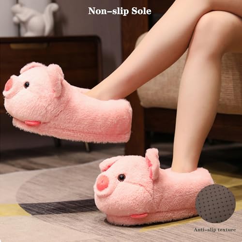 Jfxgjuv Pig Slippers Cute Animal Pig Slippers Winter Warm Cozy Plush Pig Slippers Home Slippers for Women Men Teens4