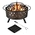 Fire Pit - 32-Inch Outdoor Wood Burning Firepit with Screen, Poker, and Cover - Outdoor Fire Pits for Backyard, Deck, or Patio by Pure Garden (Black)