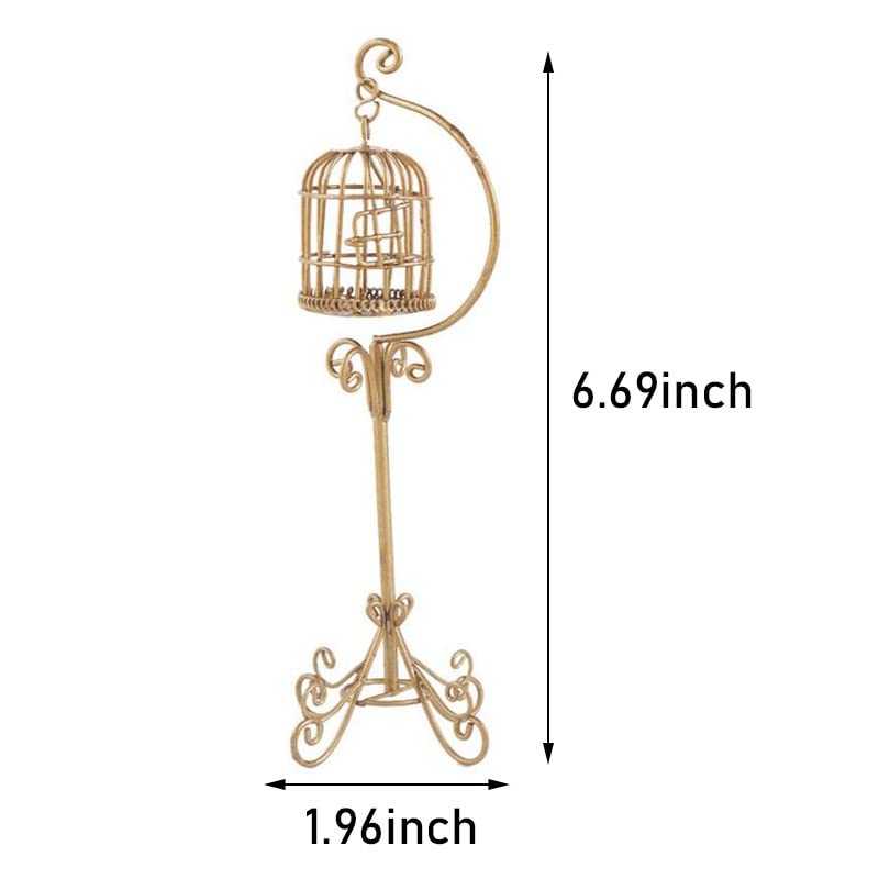 Casa de muñecas jaula para pájaros a escala 1:12, accesorios en miniatura, jaula para pájaros, soporte de piso, jaula que se puede abrir, modelo de jaula de pájaros, modelo de jaula para pájaros en 4