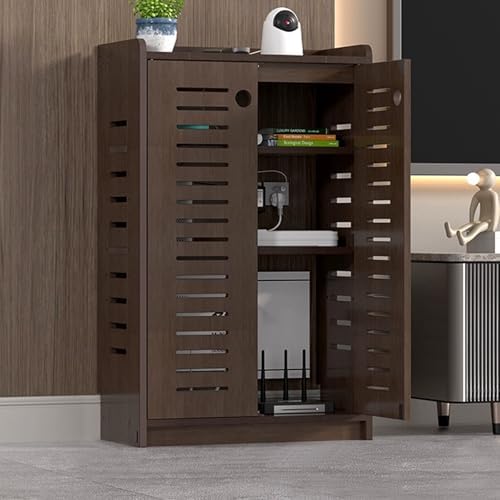 WiFi Router Hidden Storage Cabinet, Double-Deck Shelf with Cable Management Organizer, Stylish Home Office & Living Room Solution