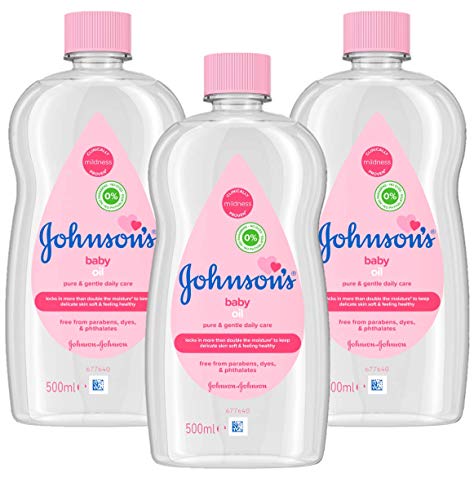 JOHNSON'S Baby Oil Multipack  Leaves Skin Soft and Smooth  Ideal for Delicate Skin  3 x 500 ml