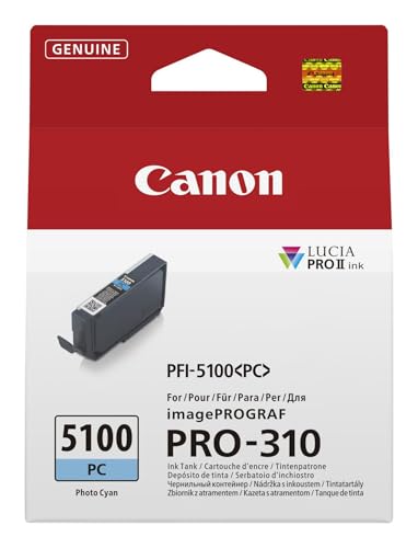 Canon PFI-5100PC – Cartouche d’Encre d’Origine pour imprimante Photo (1x Cyan Photo) – Compatible imagePROGRAF PRO-310