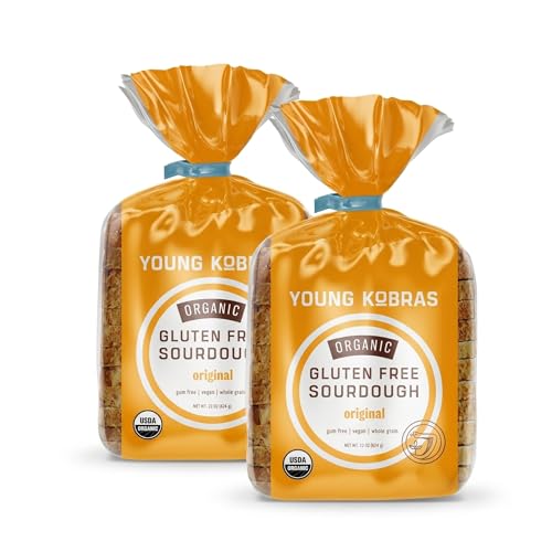 Young Kobras Organic, Gluten-Free Original Sourdough Bread 22oz (2-pack) - Allergen Friendly, Vegan,...