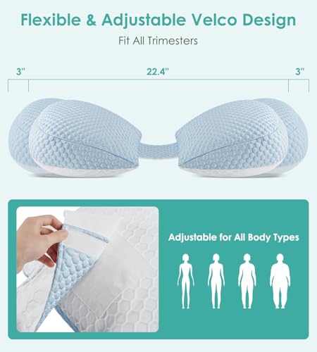 Image of Memory Foam Maternity Pillow for Sleeping, Pregnancy Pillows Support for Back Belly HIPS, Adjustable Travel Wedge Pillow for Pregnant Women, Side Spleeping Pregnant Pillows with Pillowcase