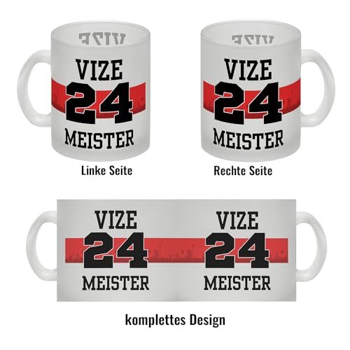 Stuttgart Brustring Glas Tasse mit Spruch Vizemeister 2024 Fußball Meisterschafts-Glas Tasse Schwaben Vizegart Liga Überraschung International