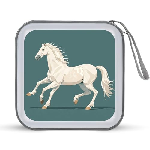 Pochette DVD pour voyage et voiture sacoche CD étanche motif cheval blanc