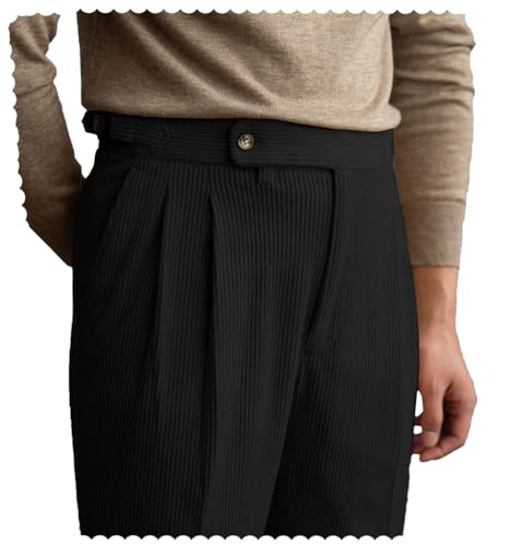 Men's Corduroy Pant Straight Fit Flat-Front Business Casual Pants for Party Diner
