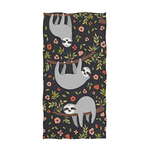 Lindo bebé Perezoso en la Rama de un árbol Patrón Floral Suave Muy Absorbente Toallas de Mano Decorativas Grandes Toalla de baño Paño de Cocina para el hogar Baño Deporte Cocina (27.5' X