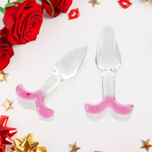 Image of ferch Glass Anal Butt Plug, Crystal Anal Trainer Toys with Long Neck, Anal Expander Training Masturbation, Unisex Anal Plug for Men Women