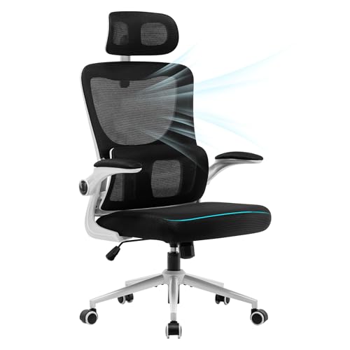 LIYURUI Chaise de Bureau Ergonomique, Chaise Pivotante sur roulettes, Chaise de Bureau avec Hauteur et Appui-tête réglables, Support Lombaire, Maille Respirante, Chaise Inclinaison à 125°