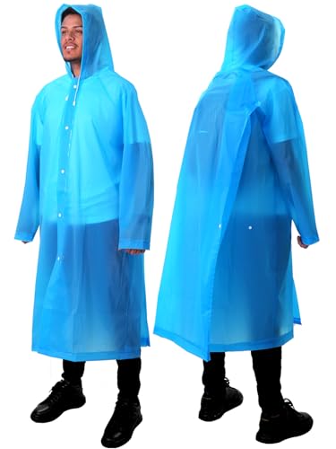 ANYOO 2 Stück Unisex Regenponcho mit Ärmeln, Lang Regenmantel Regenjacke mit Kapuze und Zusätzlichem Platz für den Rucksack zum Wandern, Festival, Radfahren, Camping, Blau, Einheitsgröße ANYOO 2 Stück Unisex Regenponcho mit Ärmeln, Lang Regenmantel Regenjacke mit Kapuze und Zusätzlichem Platz für den Rucksack zum Wandern, Festival, Radfahren, Camping, Blau, Einheitsgröße