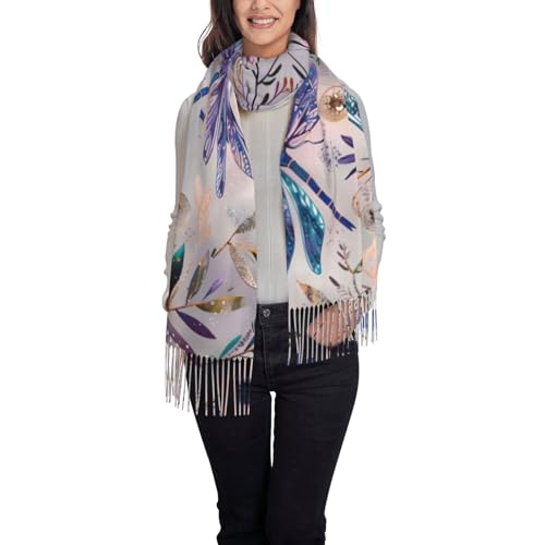 Pashmina Winter Warm Wrap Shawl Navy Blue Bee Flowers Print Scarves Scarf For Women Men2