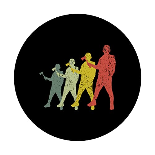 Sports Mom & Dad Silhouette - Vintage Axe Throwing PopSockets Swappable PopGrip, Black - Image 3