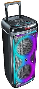 Majestic FLAME T88 – Party speaker Bluetooth a trolley, Luci LED, ingressi USB/MICRO SD/AUX/MIC, Telecomando e Microfono, TWS, Batteria ricaricabile, Maniglia e ruote per il trasporto