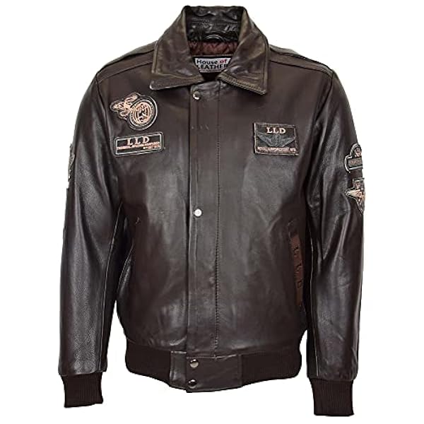 Mens echt lederen bomberjack afneembare kraag pilot-n stijl piloot-n