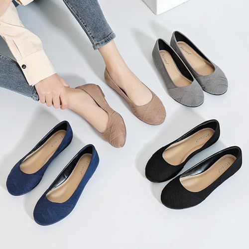 Image of Ataiwee Women's Wide Width Flats Shoes - Casual Comfortable Round Toe Plus Size Ballet Shoes.