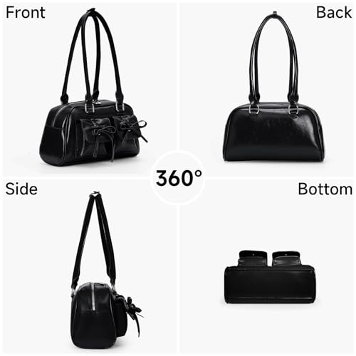 Juoxeepy Ita Bag Cute Bow Purse Aesthetic Japanese Shoulder Bag Faux Leather Tote Bag Y2k Red Handbag Purse3